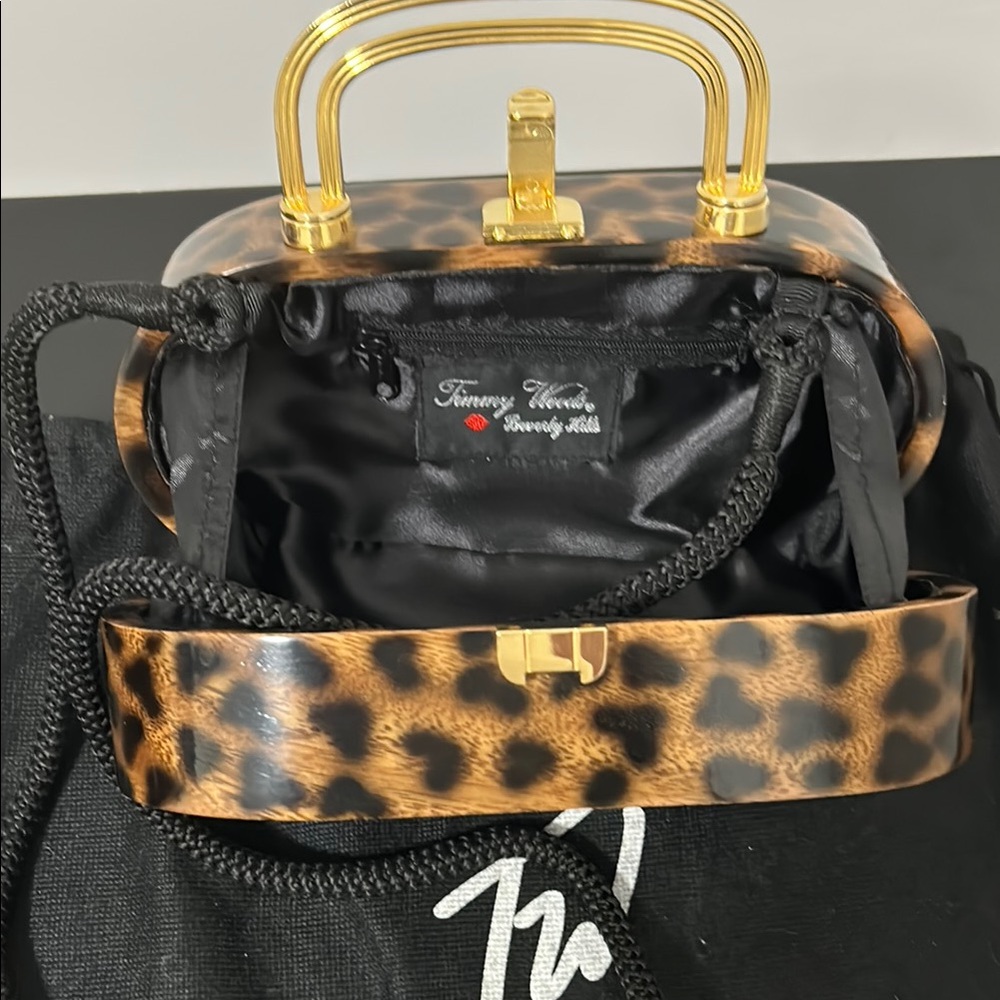 Timmy Woods Brown and Gold Clutch with Leopard Print - Picture 3 of 11